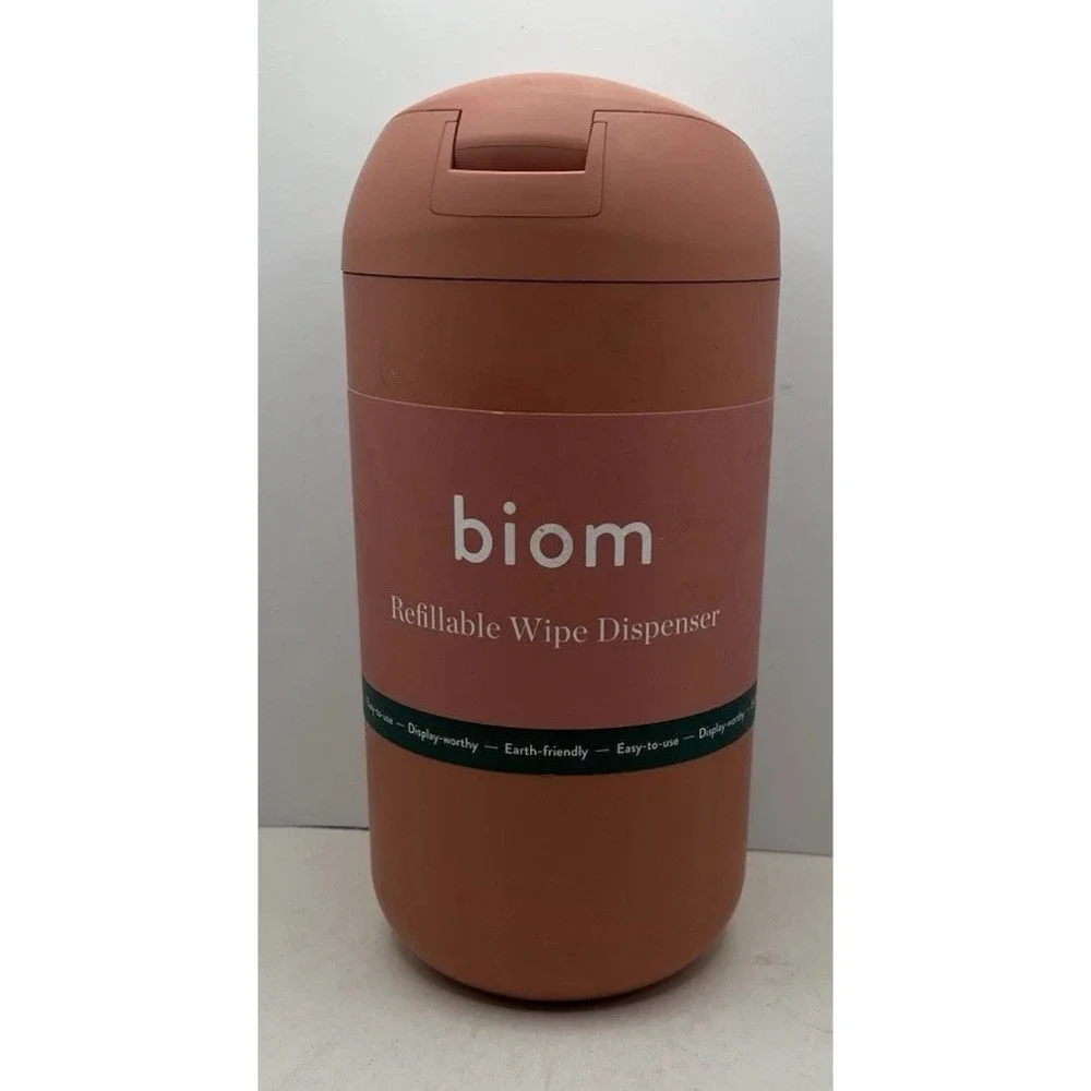 Biom Refillable Wipe Dispenser Terracotta Pink New Airtight Magnetic Lid Eco